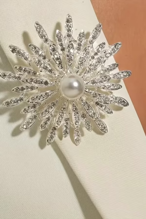 Luxury double-layer rhinestone flower brooch for women, featuring an elegant floral design, perfect for clothes and gifts.
