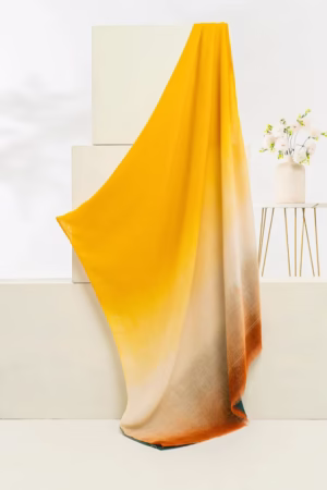 Yellow triple-tone lawn hijab with a stunning gradient.