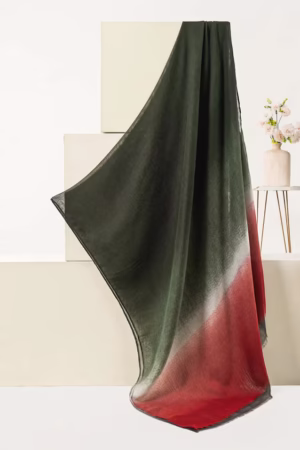 Triple-tone lawn hijab in green, showcasing a vibrant design perfect for stylish modest wear.