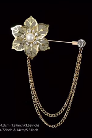 Elegant floral brooch pin for hijab with an irregular chic design, made from durable metal, perfect as a clasp or decorative accessory for women’s fashion.