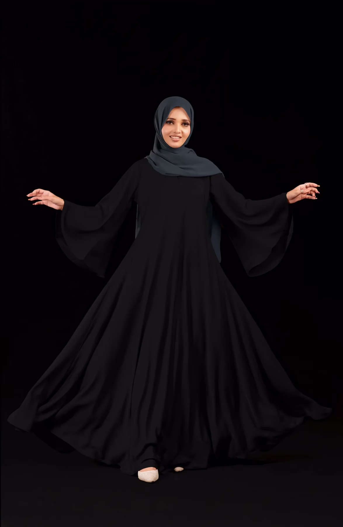 Elegant Black Umbrella Abaya - Modesty Meets Style Elegant Black Umbrella Abaya with a flowing silhouette, perfect for modest and stylish wear.