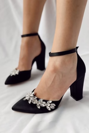 Stylish black high heels for women, perfect for formal wear, parties, and evening events.