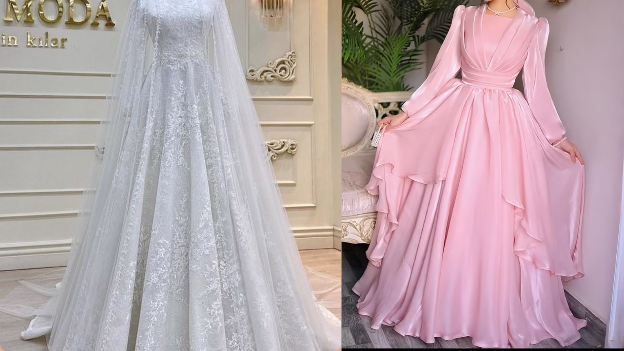 Elegant lace wedding dress with floral embroidery for brides in 2025
