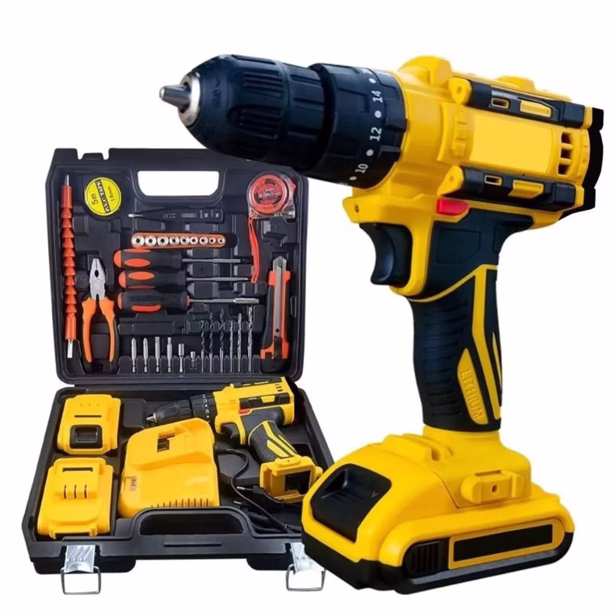 Cordless Power Tools Kit for Home & Professionals Rechargeable cordless power tools including drill, driver, saw, and grinder