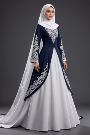 Elegant fancy embroidered abaya with detailed floral embroidery for women