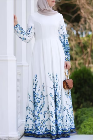 Women’s elegant embroidered abaya with floral designs