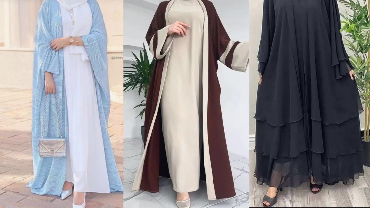 "Fancy embroidered abaya with delicate designs for women’s special occasions."