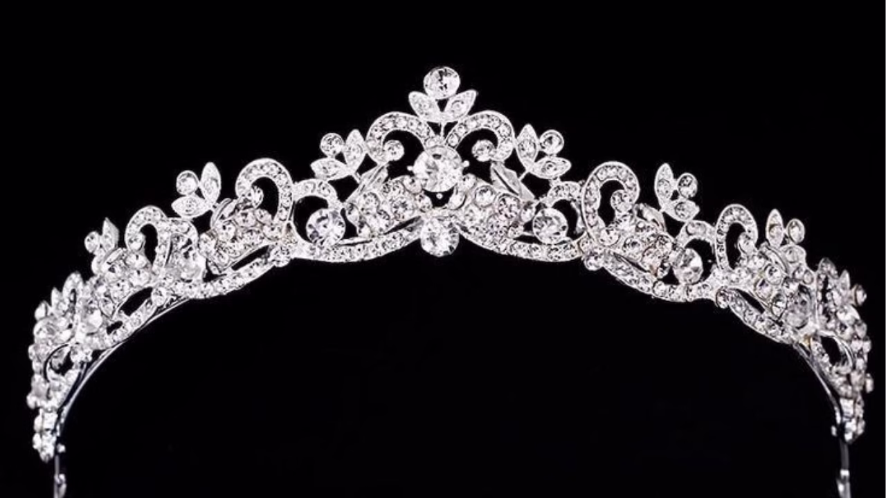Bridal royal tiara with crystals and pearls – elegant wedding crown for brides
